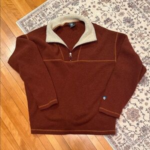 Vintage Kuhl Sweater Men’s XL Orange Quarter Zip Alfpaca Fleece Outdoors